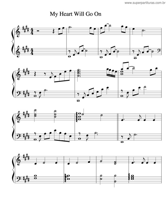 Partitura da música My Heart Will Go On v.12