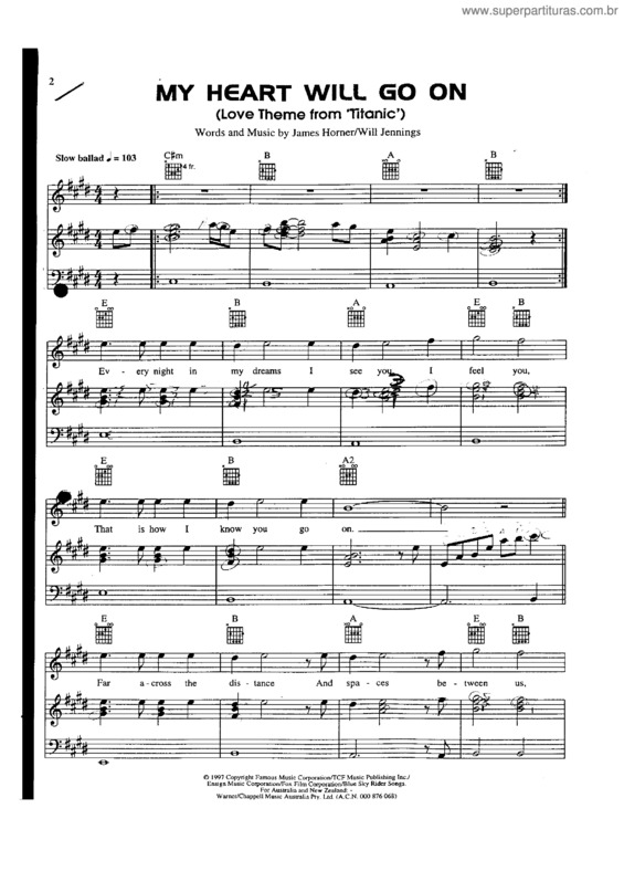 Partitura da música My Heart Will Go On v.14