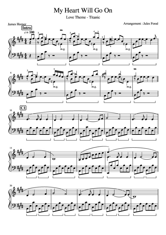Partitura da música My Heart Will Go On v.15