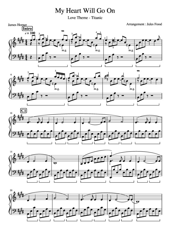 Partitura da música My Heart Will Go On v.15