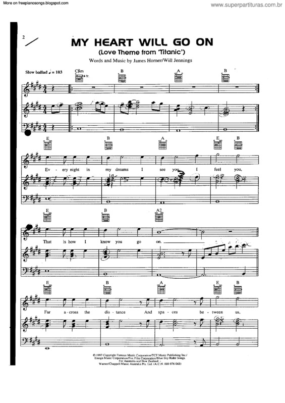 Partitura da música My Heart Will Go On v.17