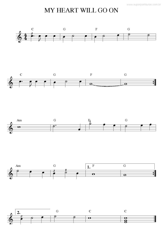 Partitura da música My Heart Will Go On v.2