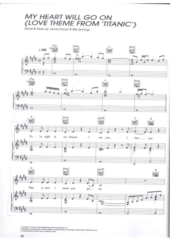 Partitura da música My Heart Will Go On v.3