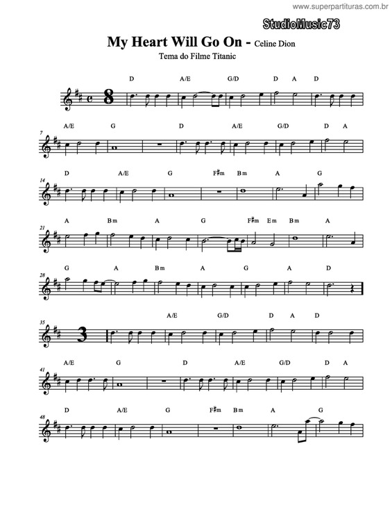 Partitura da música My Heart Will Go On v.5