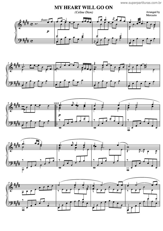 Partitura da música My Heart Will Go On v.8