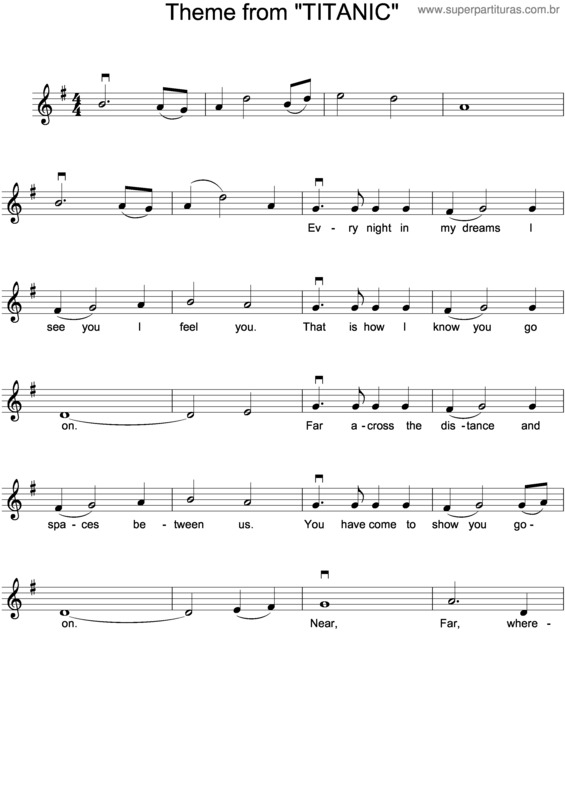 Partitura da música My Heart Will Go On v.9