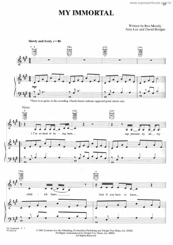 Partitura da música My Immortal v.12