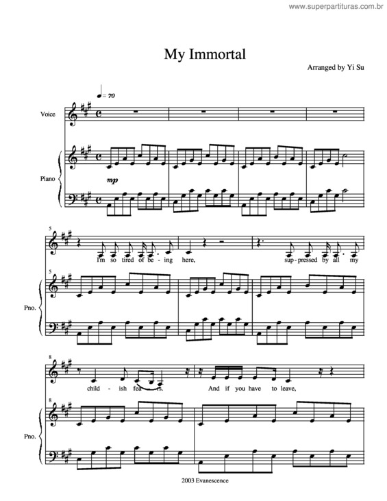 Partitura da música My Immortal v.13