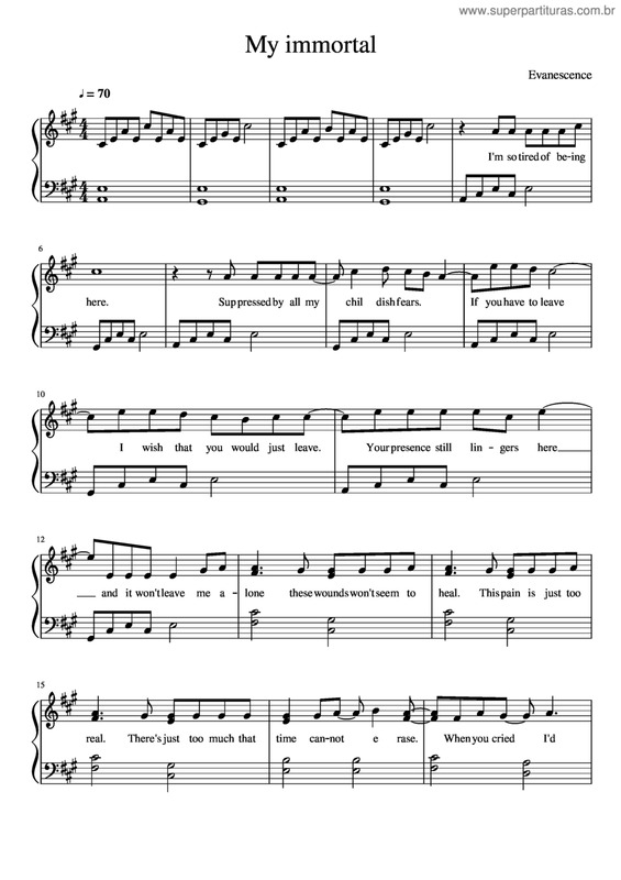 Partitura da música My Immortal v.14