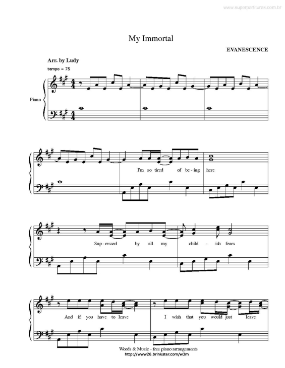 Partitura da música My Immortal v.3