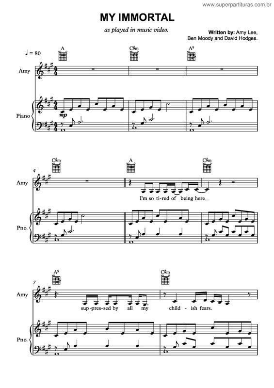 Partitura da música My Immortal v.9