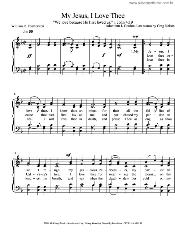 Partitura da música My Jesus, I Love Thee v.2