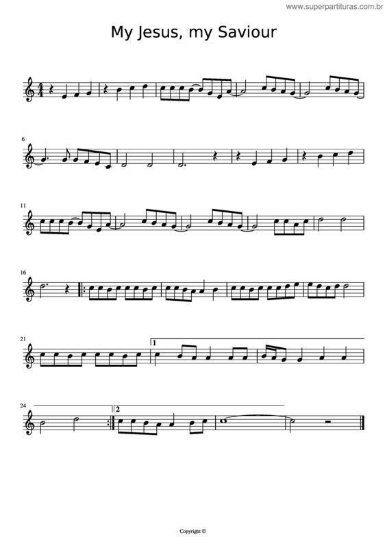Partitura da música My Jesus, My Saviour