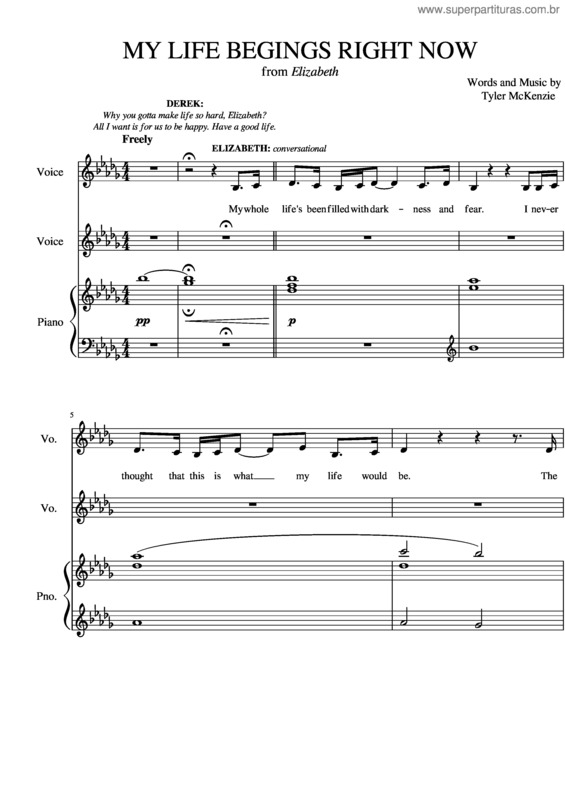 Partitura da música My Life Begins Right Now  Ensemble Parts