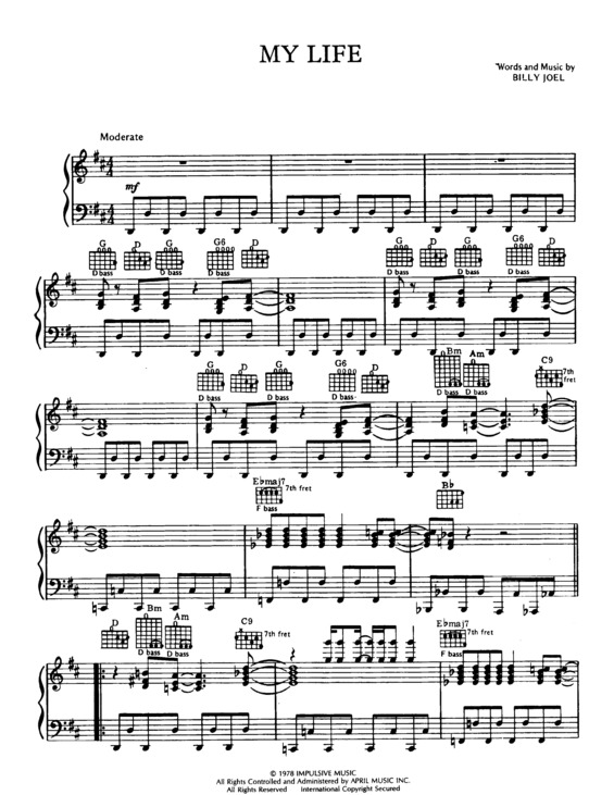 Partitura da música My Life v.4