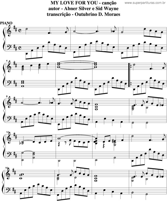 Partitura da música My Love For You v.2