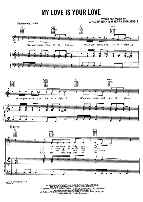 Partitura da música My Love Is Your Love v.3