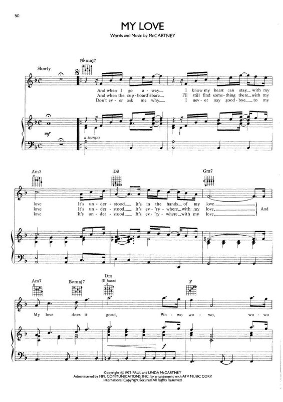 Partitura da música My Love v.2