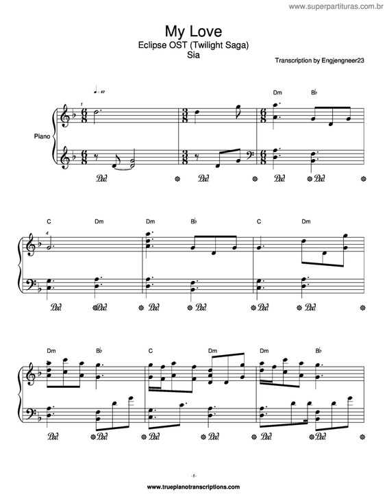 Partitura da música My love v.3