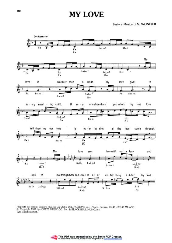 Partitura da música My Love v.9