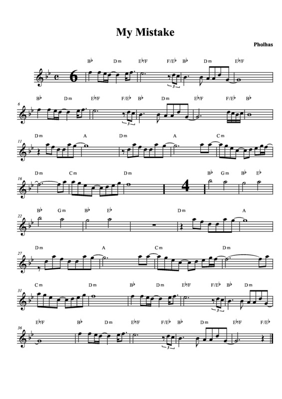 Partitura da música My Mistake v.3