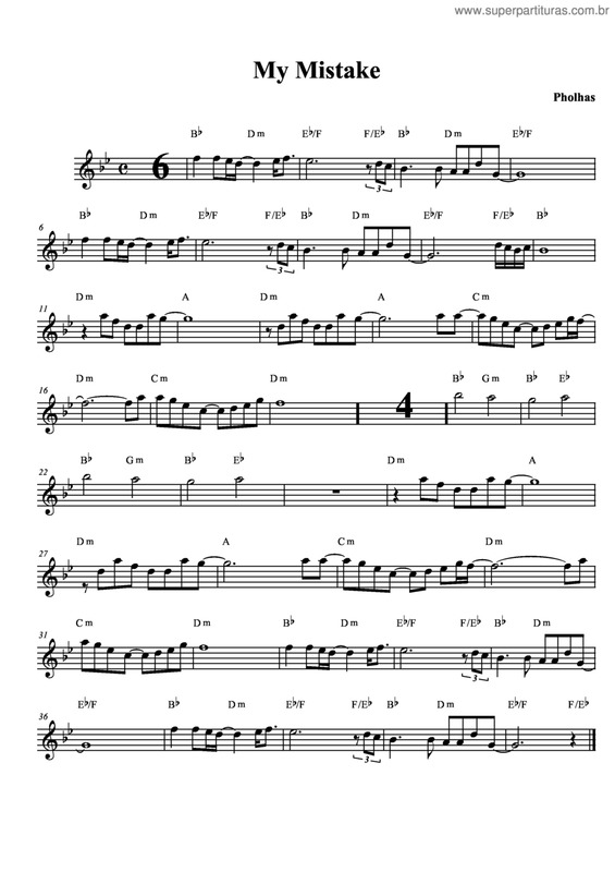 Partitura da música My Mistake v.4