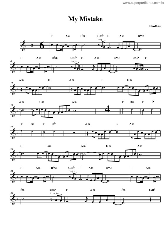 Partitura da música My Mistake v.5