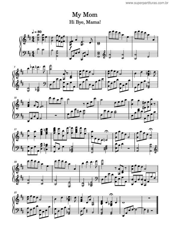 Partitura da música My Mom – Hi Bye, Mama!