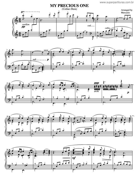 Partitura da música My Precious One v.2