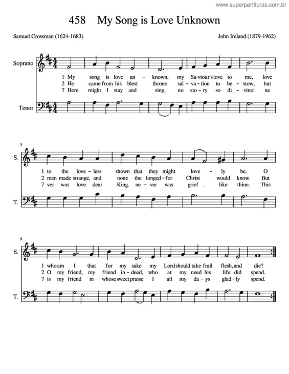 Partitura da música My Song Is Love Unknown v.3