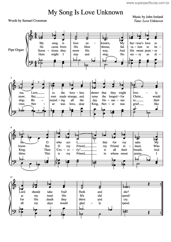 Partitura da música My Song Is Love Unknown