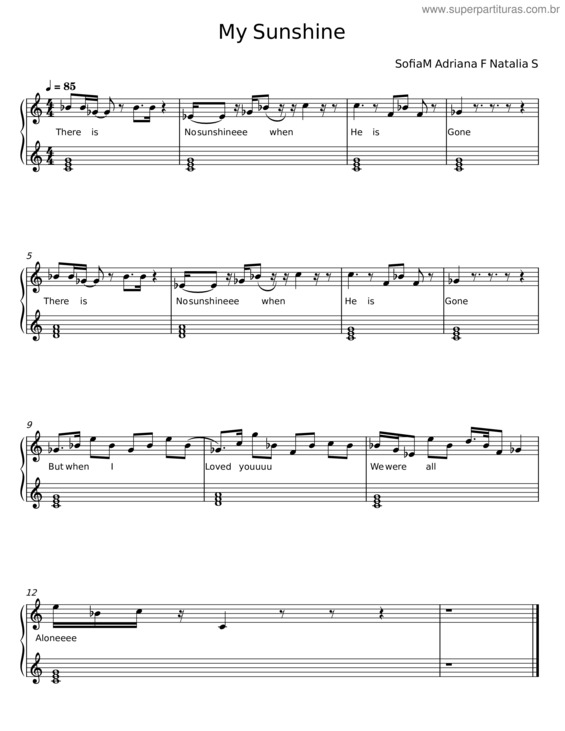 Partitura da música My Sunshine
