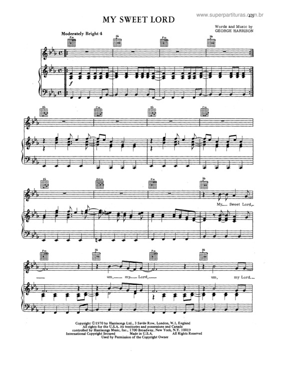 Partitura da música My Sweet Lord v.2