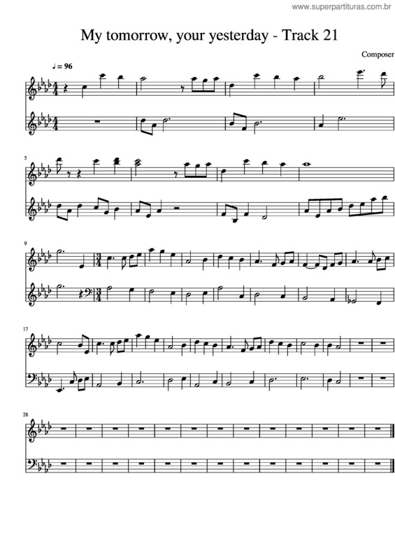 Partitura da música My Tomorrow, Your Yesterday