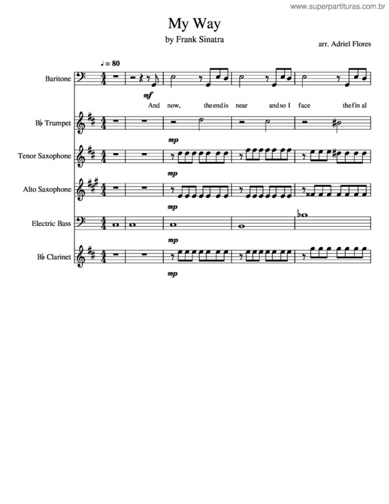 Partitura da música My Way Bwb