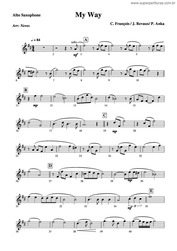 Partitura da música My Way v.19