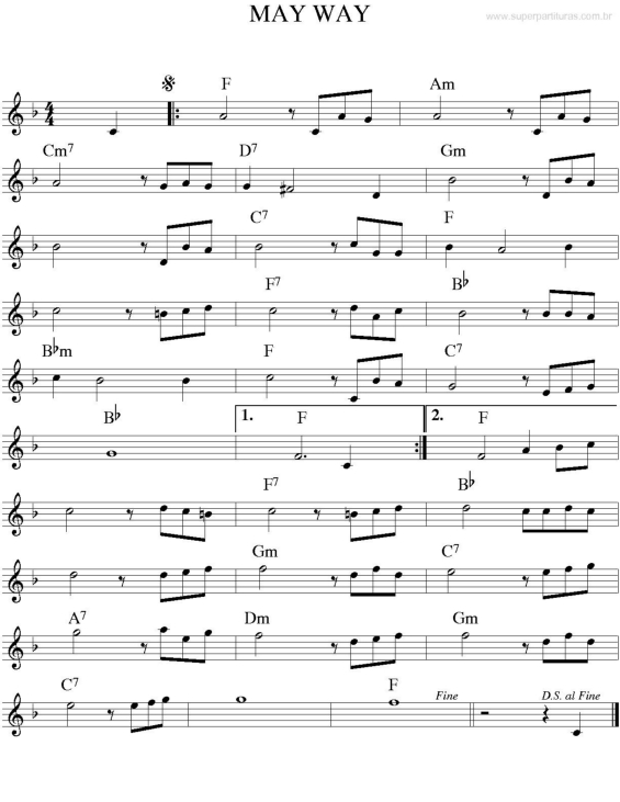 Partitura da música My Way v.2