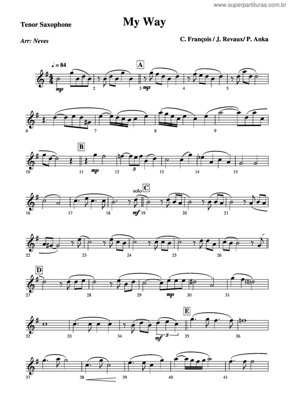 Partitura da música My Way v.20