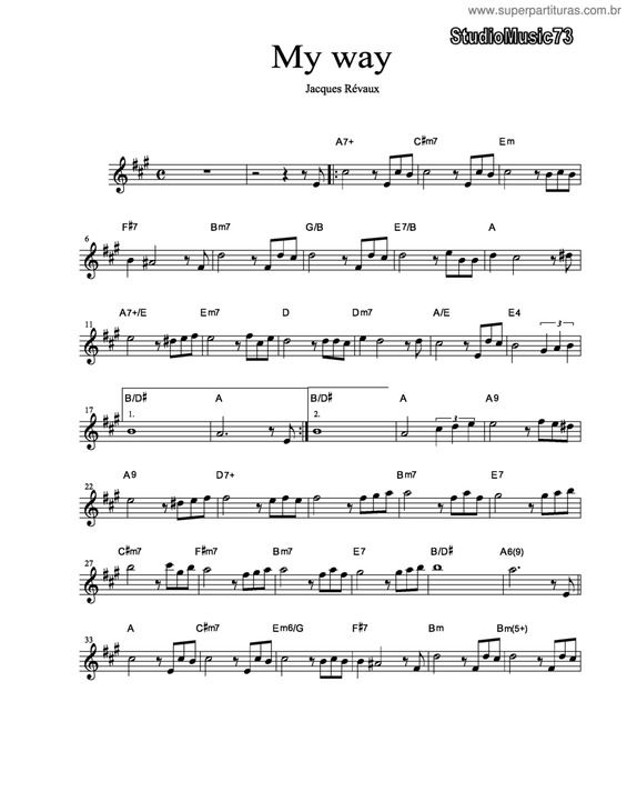 Partitura da música My Way v.6