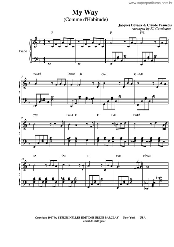 Partitura da música My Way v.9