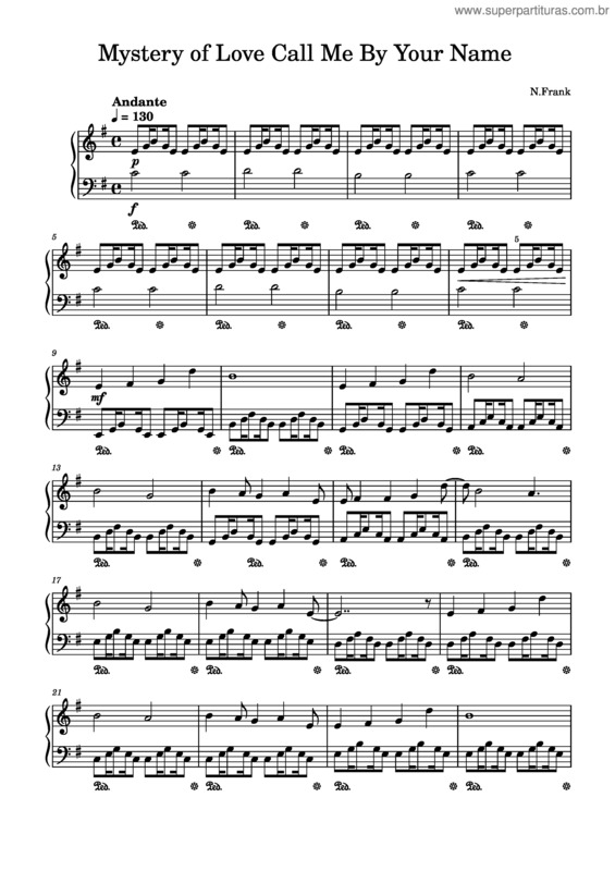 Partitura da música Mystery Of Love Call Me By Your Name – Misc Your Songs Mystery Of Love
