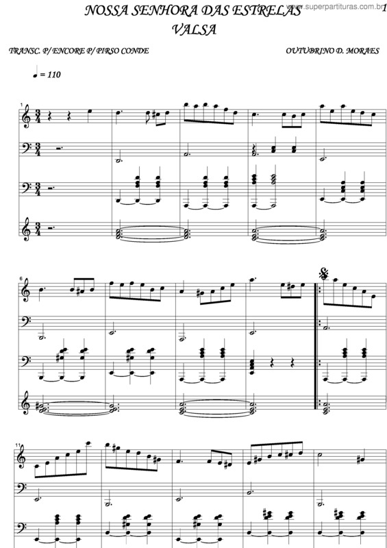 Partitura da música N. S. Das Estrelas 