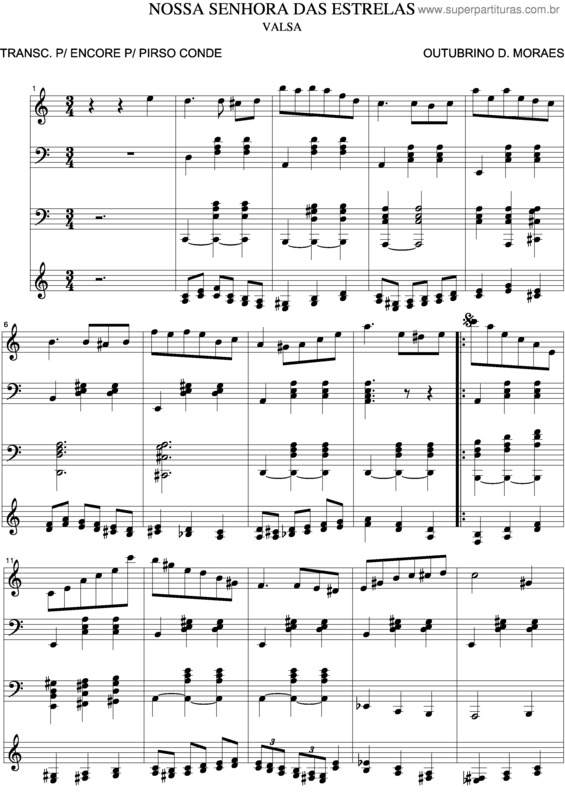 Partitura da música N. S. Das Estrelas