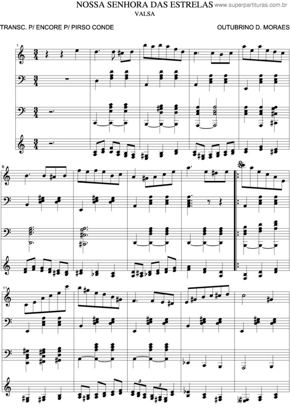 Partitura da música N. S. Das Estrelas