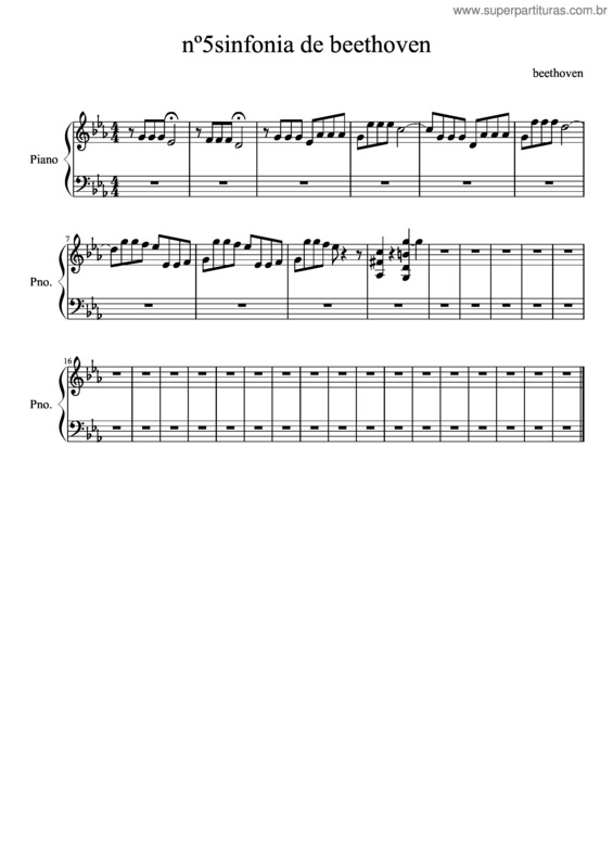 Partitura da música Nº5 Sinfonia De Beethoven