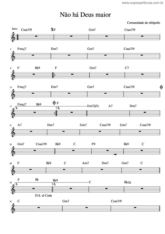 Partitura da música N O H Deus Maior