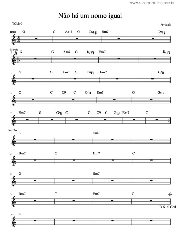 Partitura da música N O H Um Nome Igual