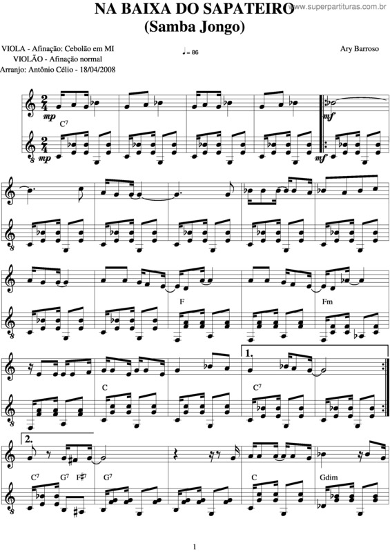 Partitura da música Na Baixa Do Sapateiro v.6