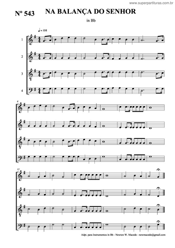 Partitura da música Na Balança Do Senhor v.2