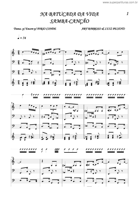 Partitura da música Na Batucada Da Vida